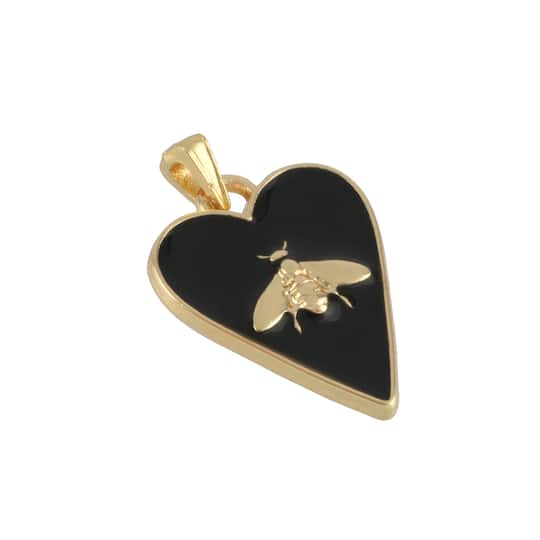 Gold &#x26; Black Heart Bee Pendant by Bead Landing&#x2122;